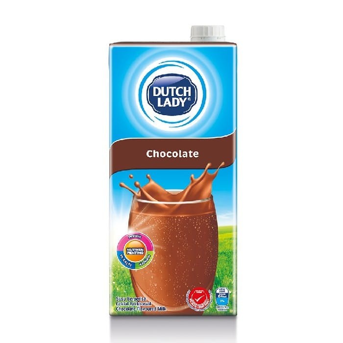 Dutch Lady Milk Chocolate / Susu Dutch Lady Coklat 1L × 12
