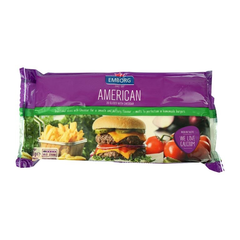 Emborg American cheese cheddar 20 slice 400g